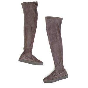 Zara Taupe Suede Leather Over the Knee Sock Boots Women's Size 5